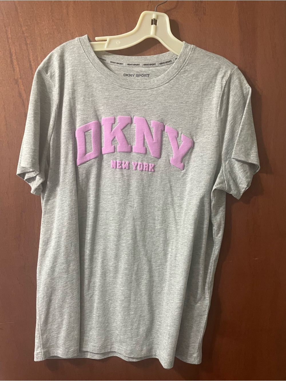 DKNY Sport Light Gray Crewnecky Tee with Dark Gray Logo. Like New